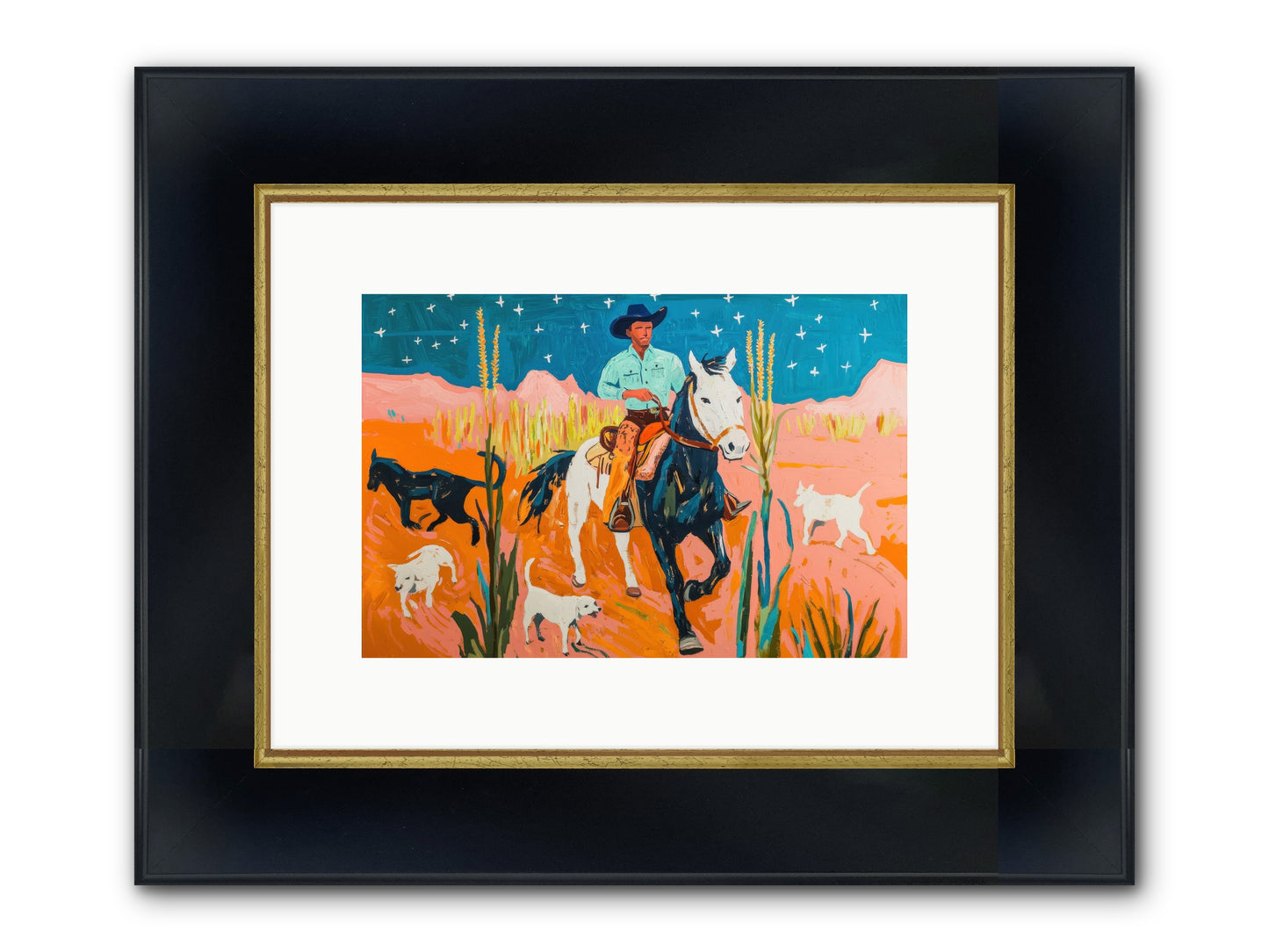 Painted Canyon Framed Print - Wide Black w/Gold 12x8