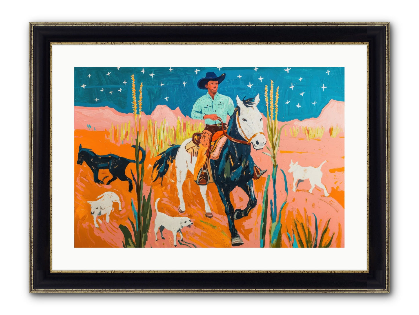 Painted Canyon Framed Print - Black & Gold 24x16