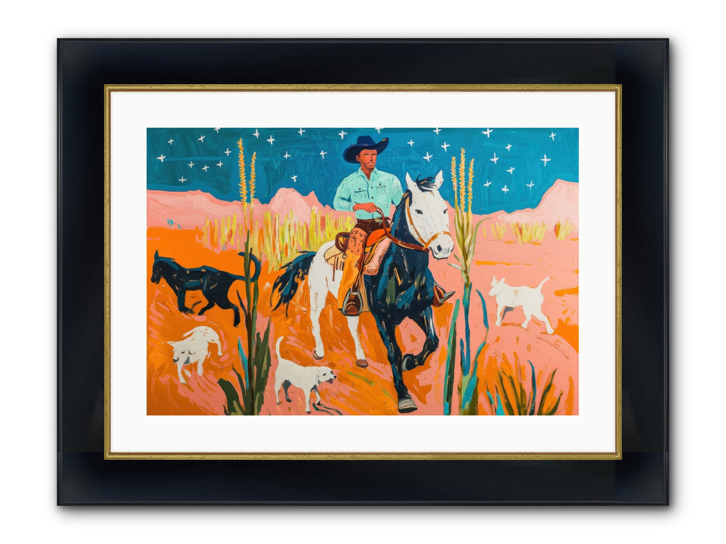 Painted Canyon Framed Print - Wide Black w/Gold 24x16