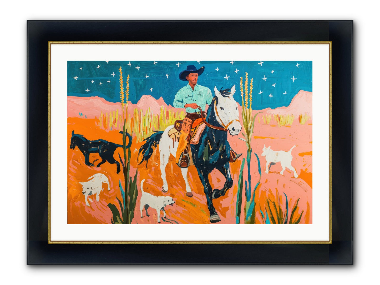 Painted Canyon Framed Print - Wide Black w/Gold 30x20