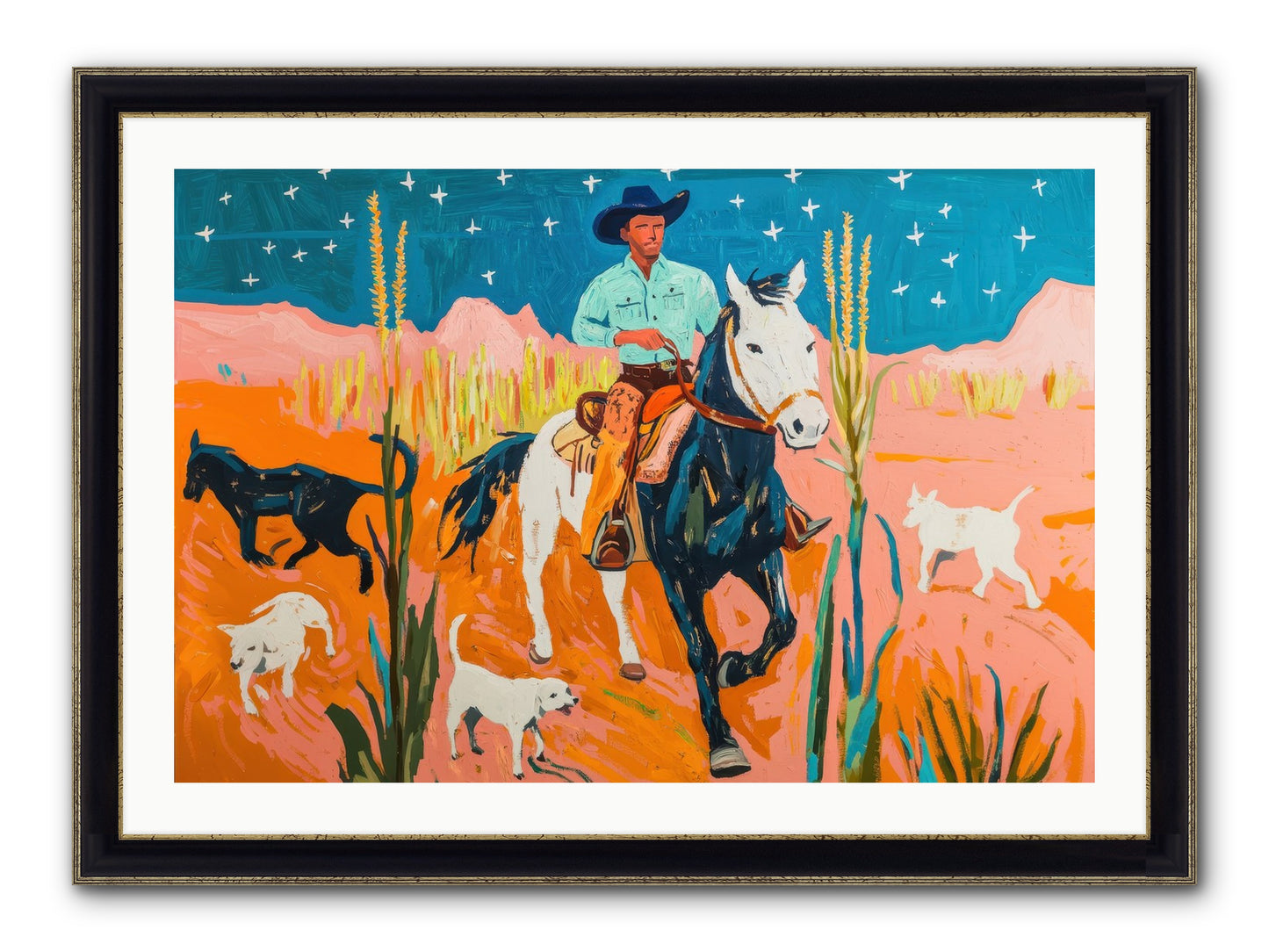Painted Canyon Framed Print - Black & Gold 36x24