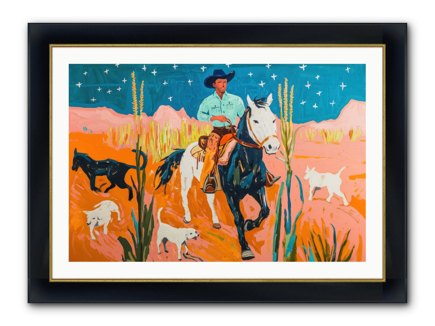 Painted Canyon Framed Print - Wide Black w/Gold 36x24