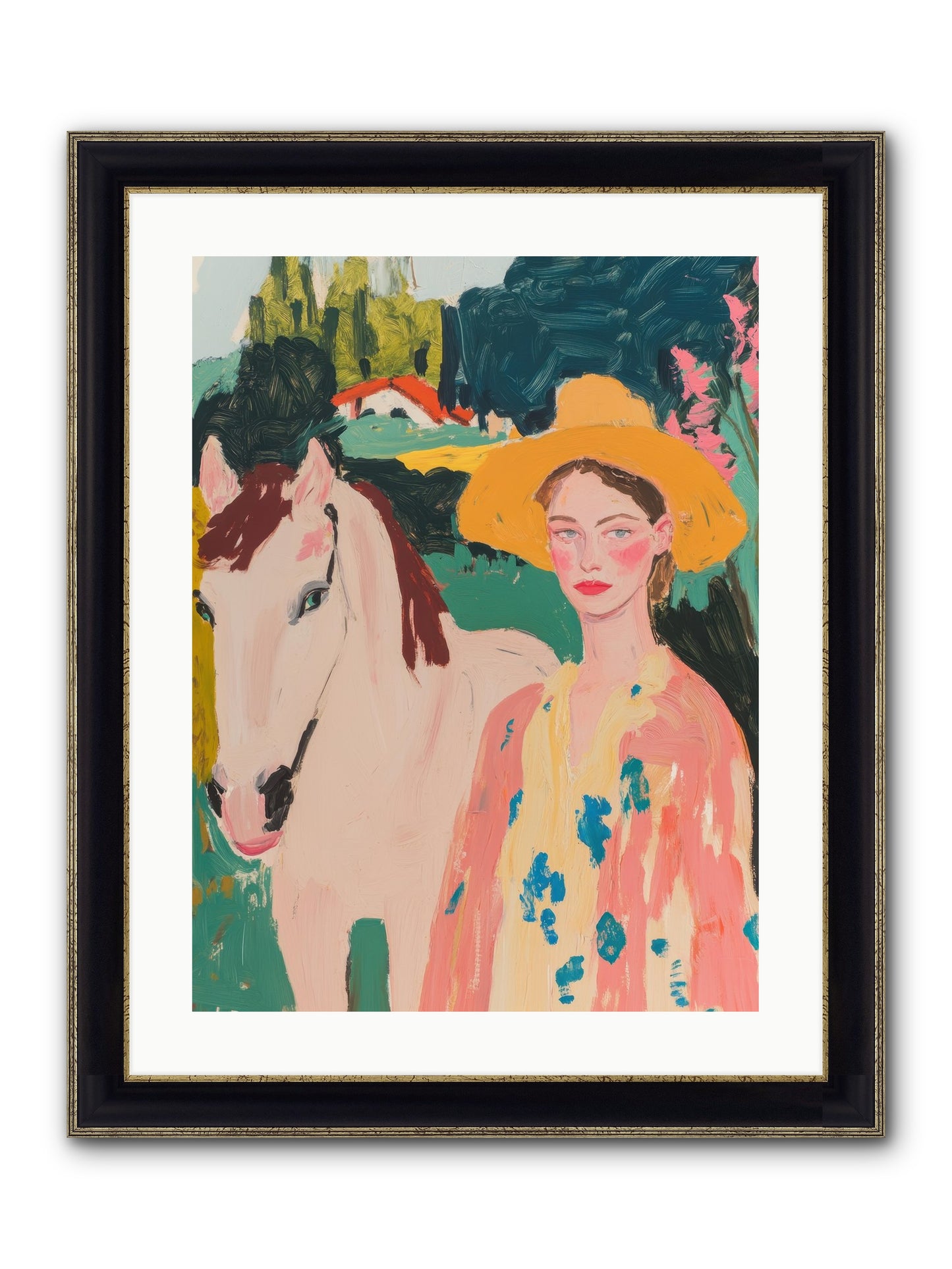 Painted Canyon Rider Framed Print - Black & Gold 18x24