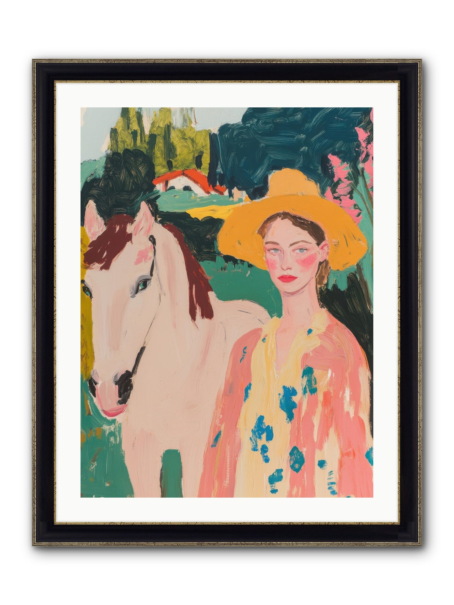 Painted Canyon Rider Framed Print - Black & Gold 24x32