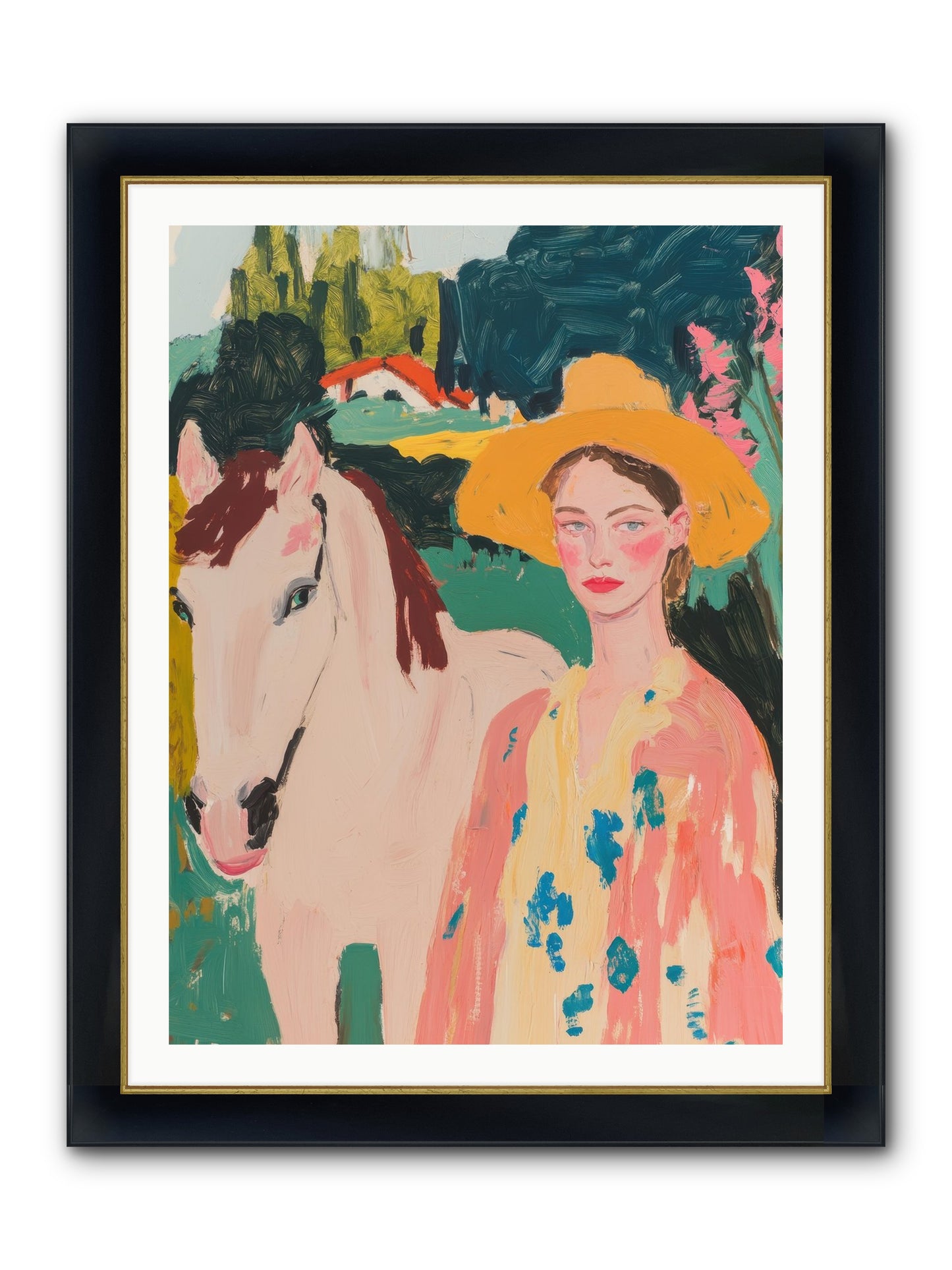 Painted Canyon Rider Framed Print - Wide Black w/Gold 30x40