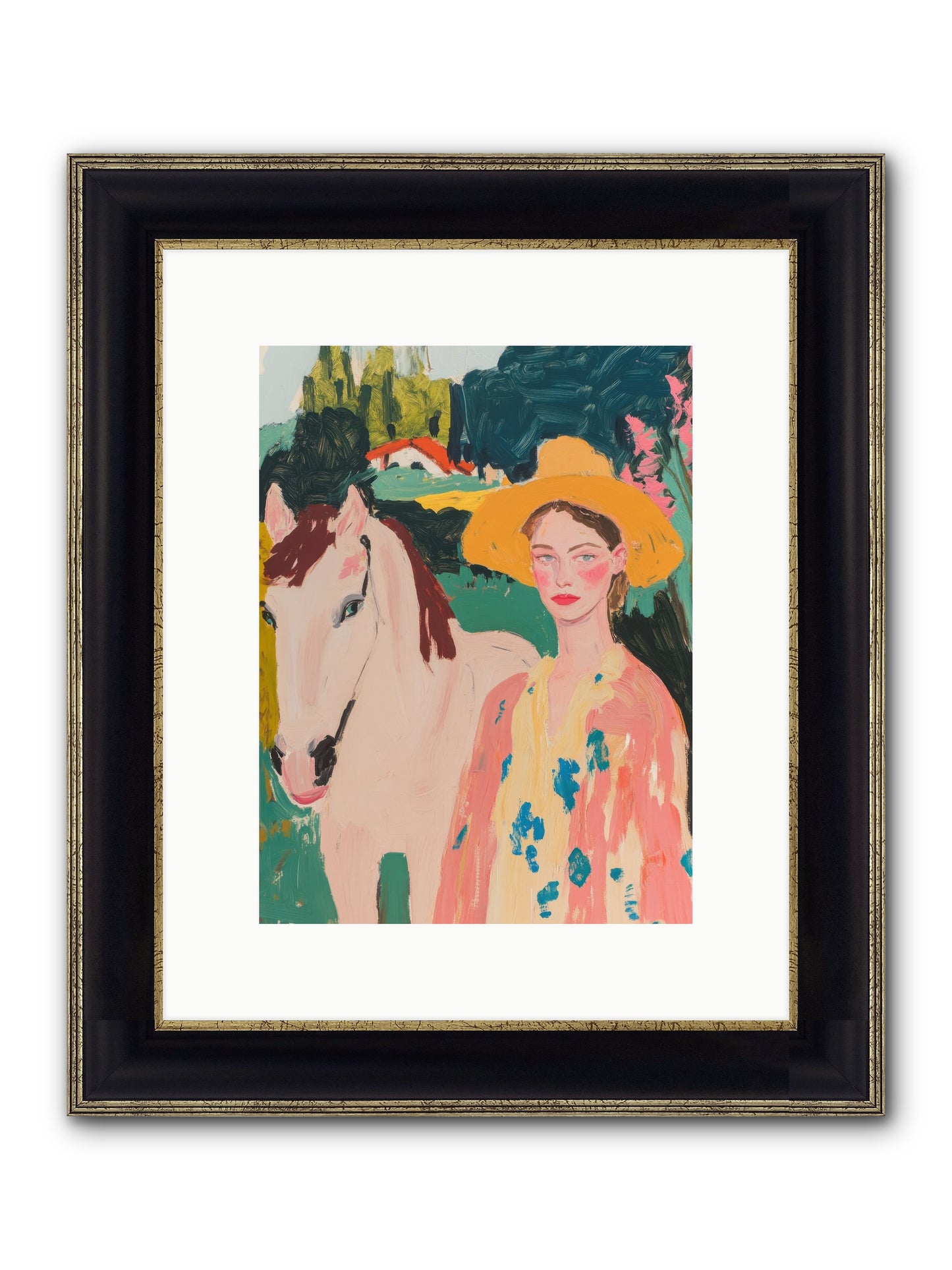 Painted Canyon Rider Framed Print - Black & Gold 9x12
