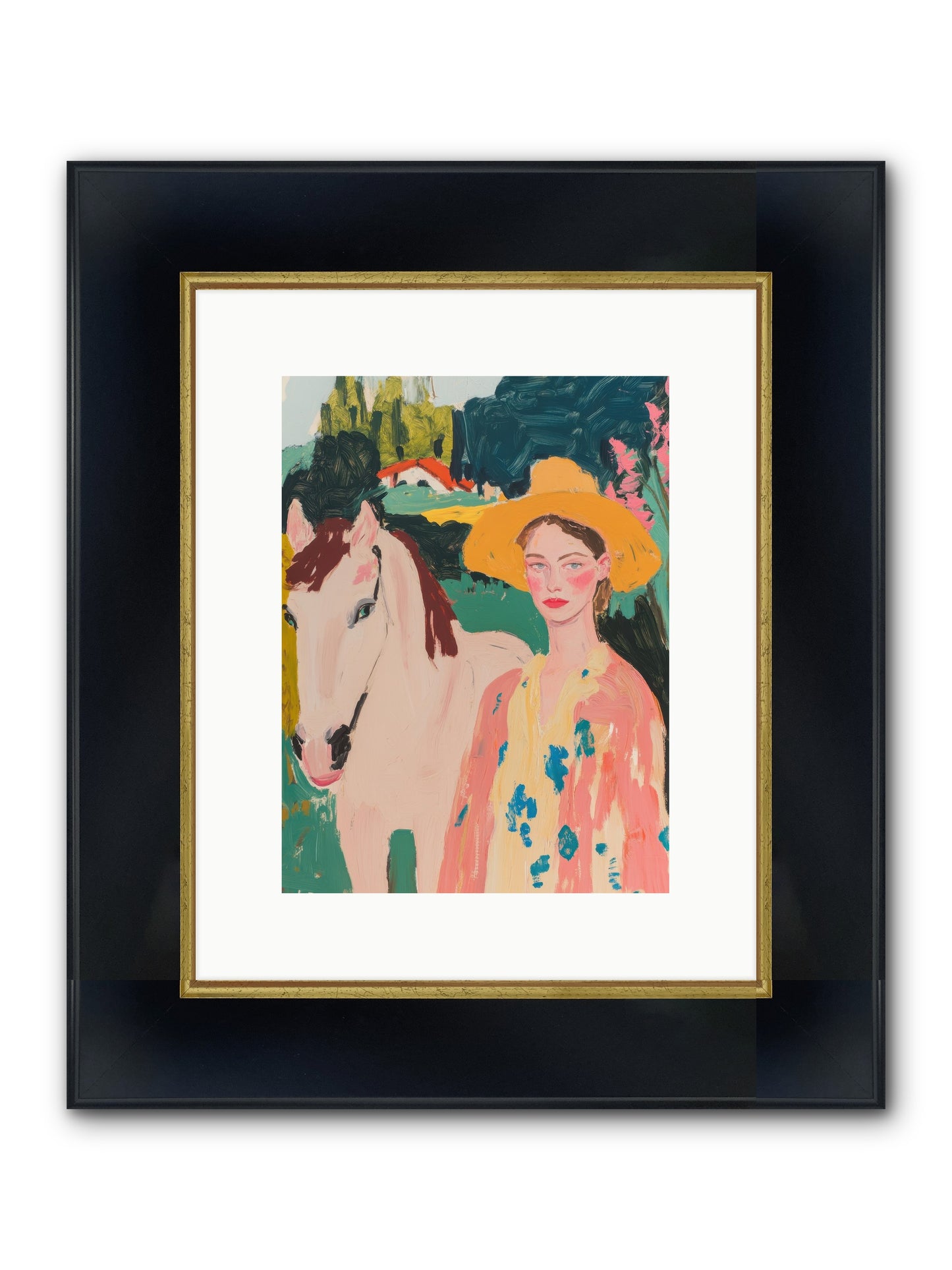 Painted Canyon Rider Framed Print - Wide Black w/Gold 9x12
