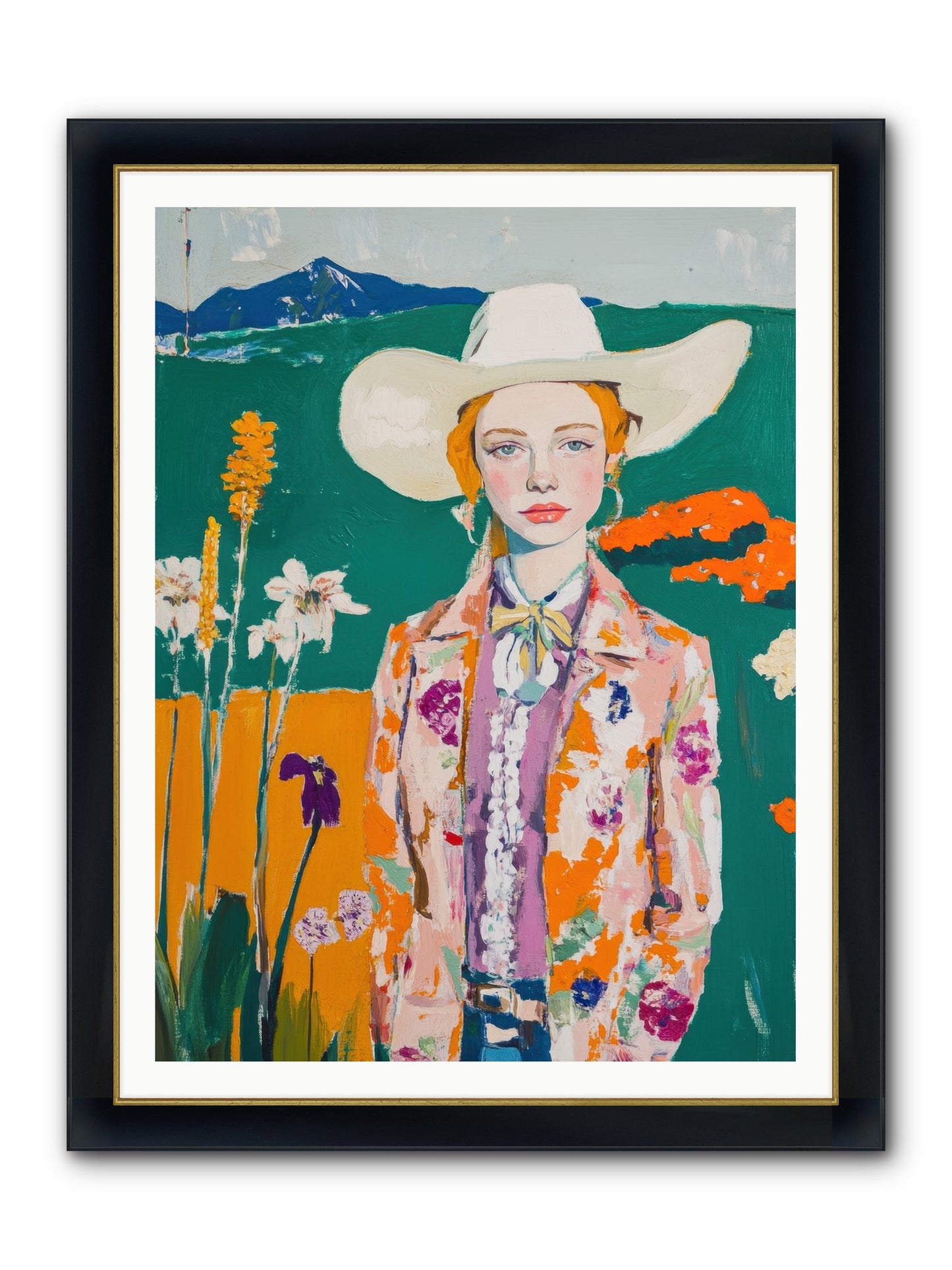 Painted Earth Framed Print - Wide Black w/Gold 36x48