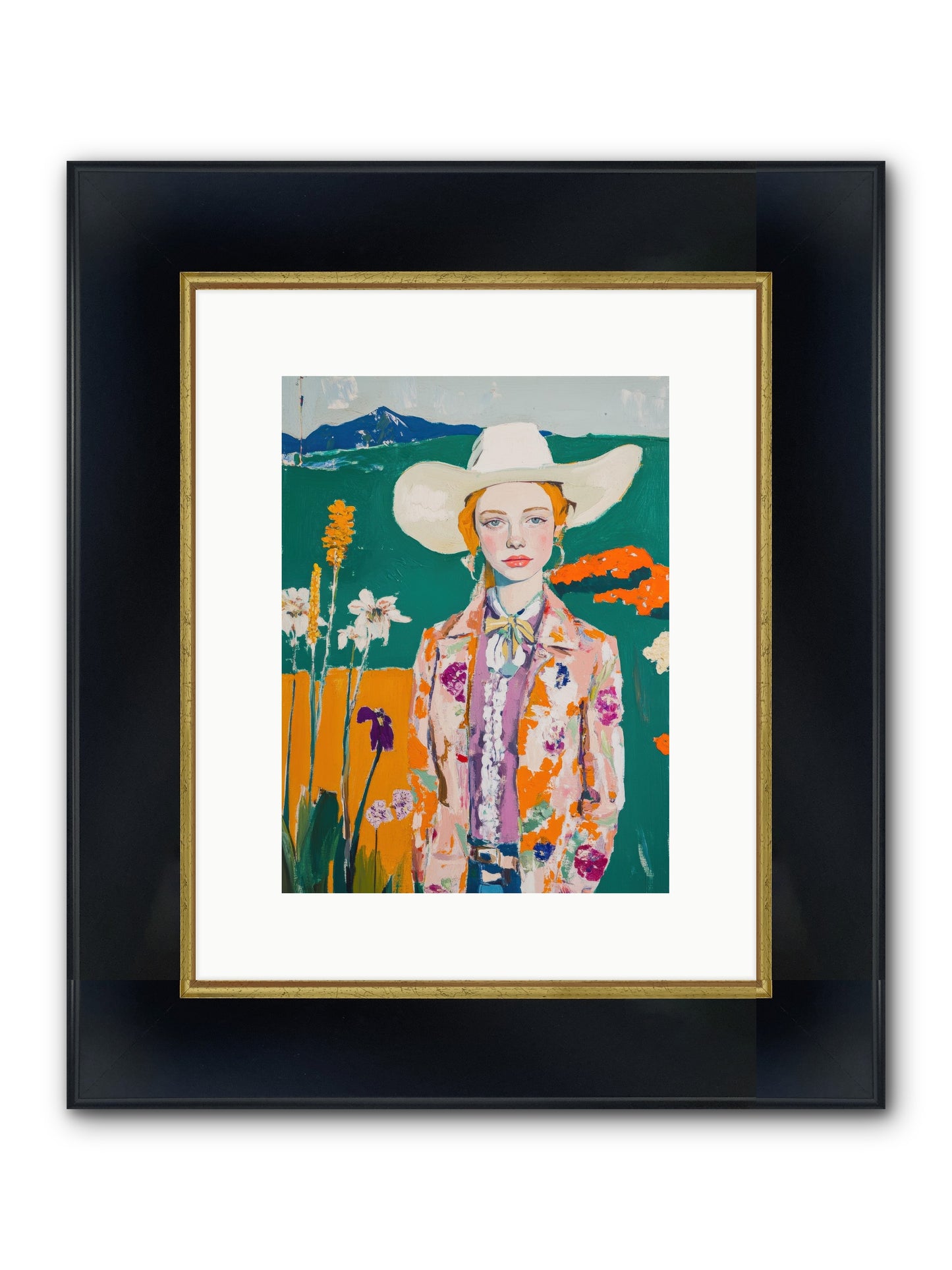 Painted Earth Framed Print - Wide Black w/Gold 9x12