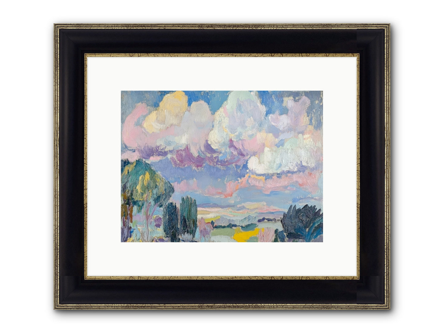 Painted Provence Evening Framed Print - Black & Gold 12x9