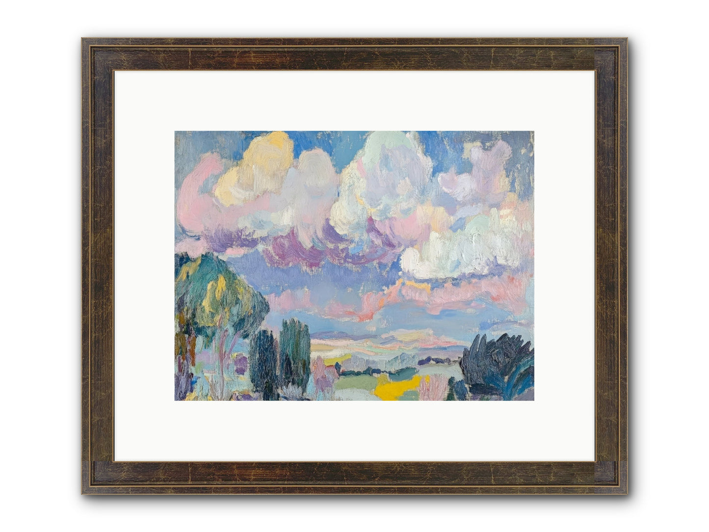 Painted Provence Evening Framed Print - Slimwoods Black/Gold 12x9