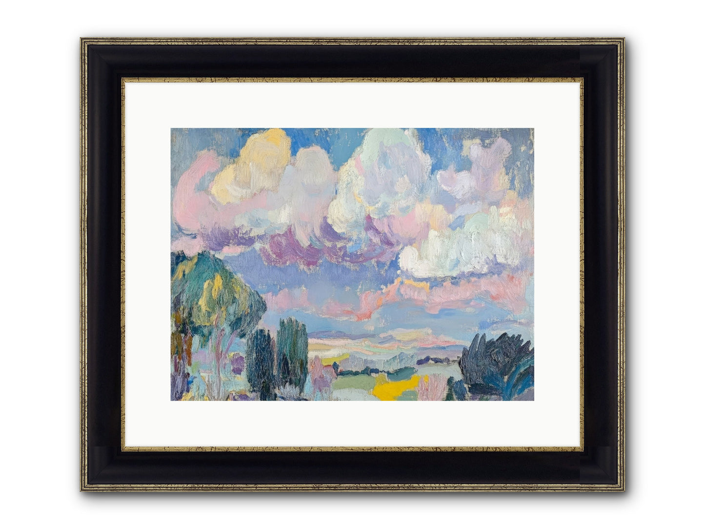 Painted Provence Evening Framed Print - Black & Gold 16x12