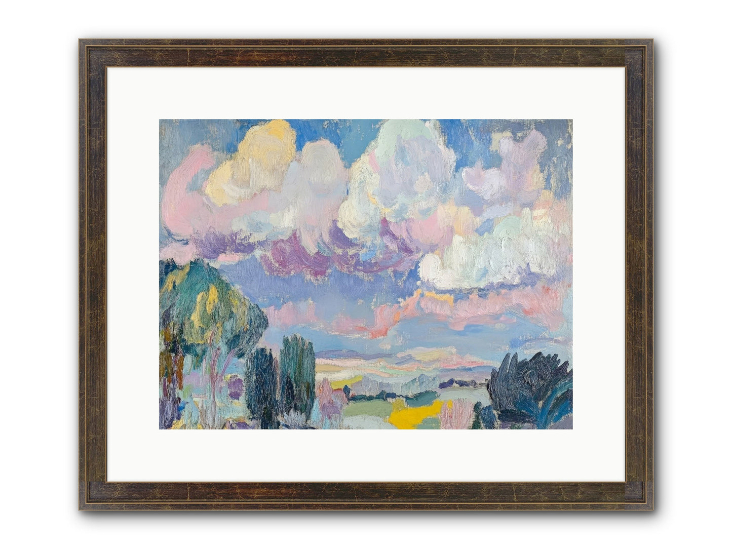 Painted Provence Evening Framed Print - Slimwoods Black/Gold 16x12
