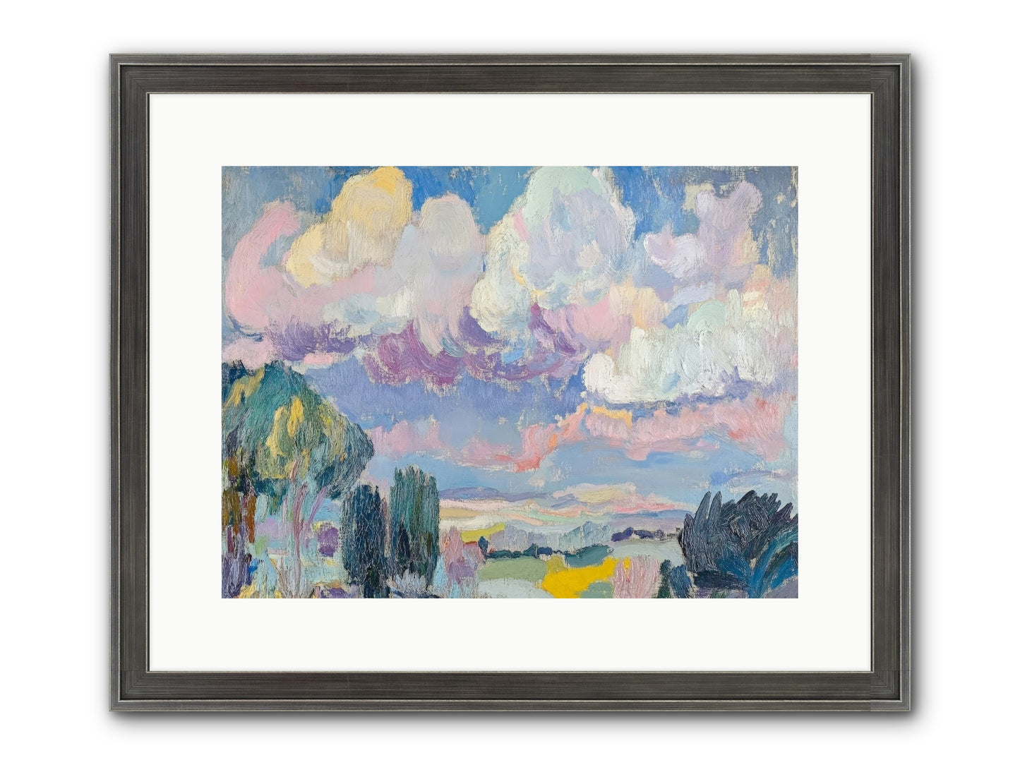 Painted Provence Evening Framed Print - Slimwoods Black/Silver 16x12