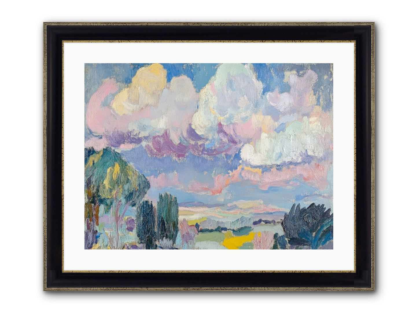 Painted Provence Evening Framed Print - Black & Gold 24x18