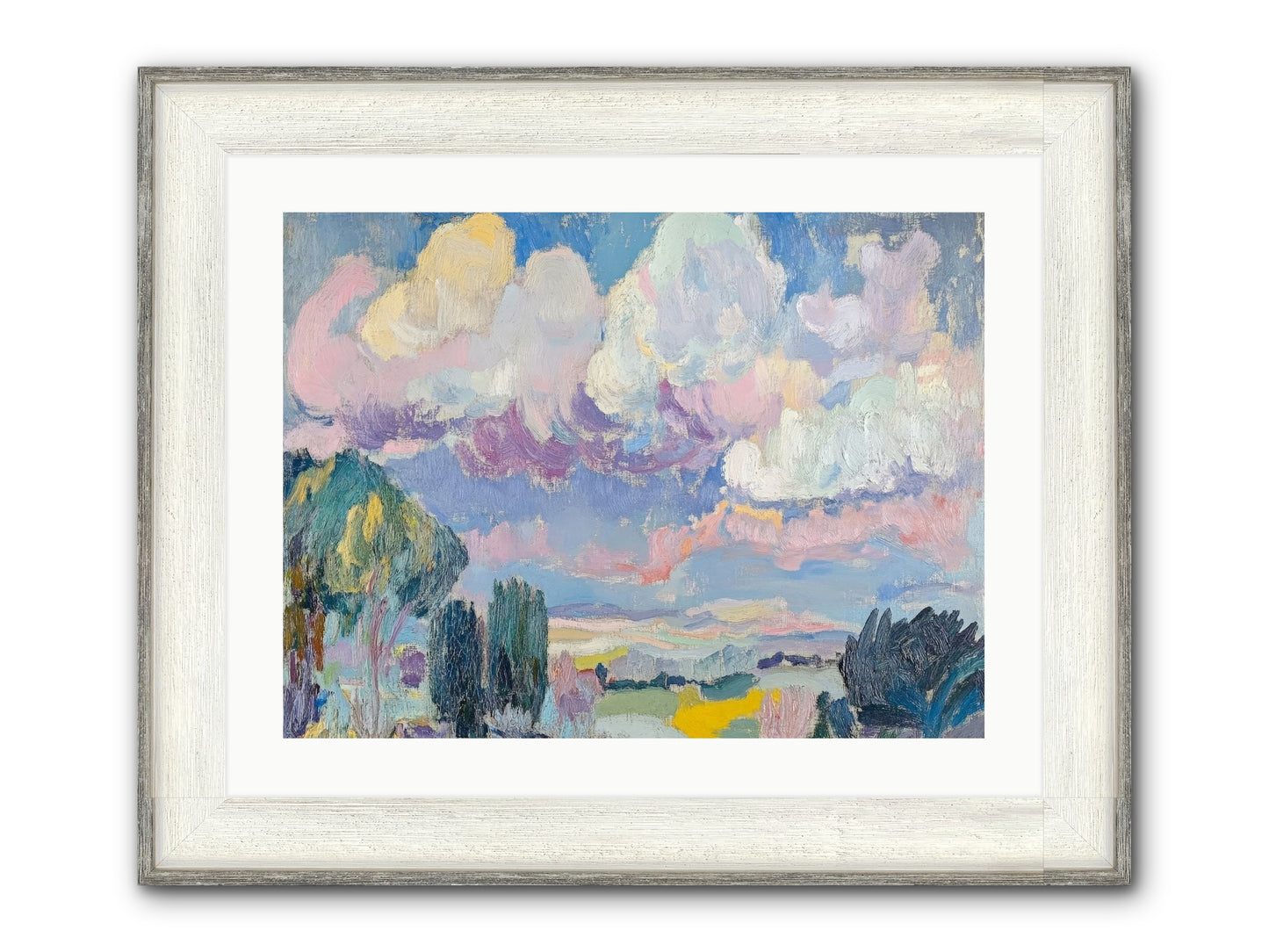 Painted Provence Evening Framed Print - Driftwood White 24x18