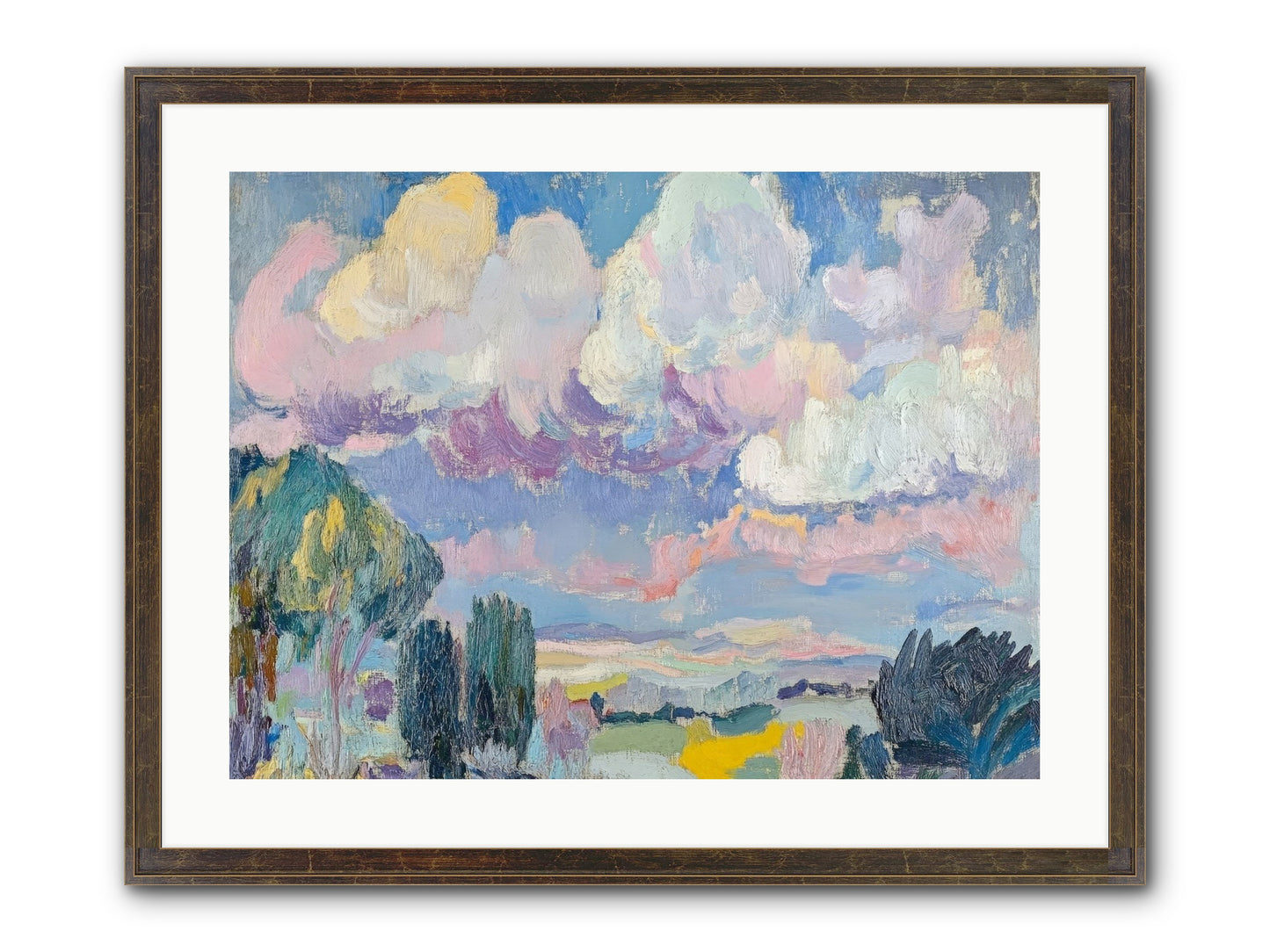 Painted Provence Evening Framed Print - Slimwoods Black/Gold 24x18