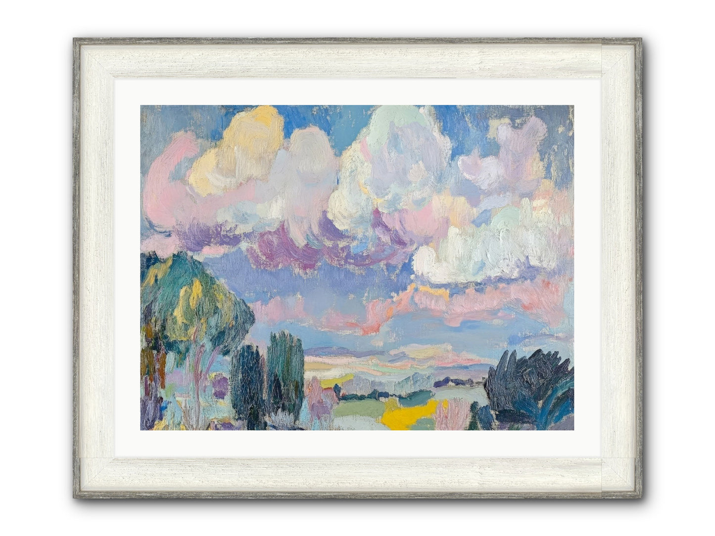 Painted Provence Evening Framed Print - Driftwood White 32x24