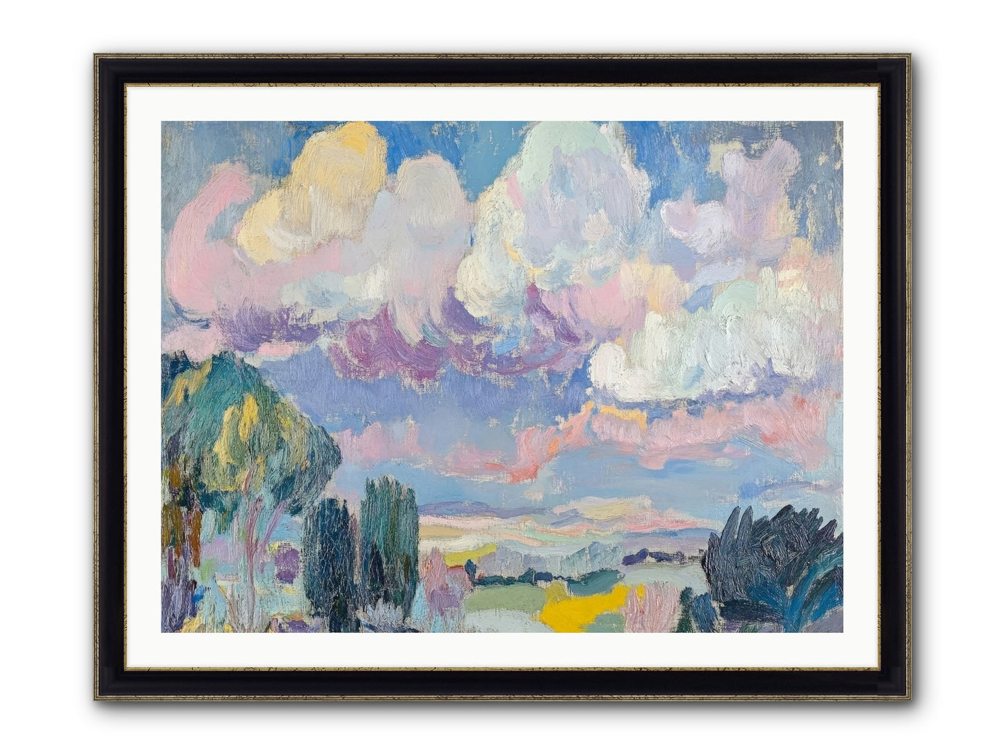 Painted Provence Evening Framed Print - Black & Gold 40x30