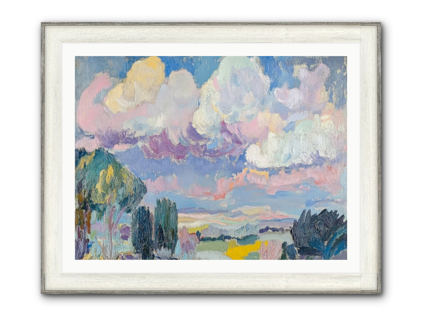 Painted Provence Evening Framed Print - Driftwood White 40x30