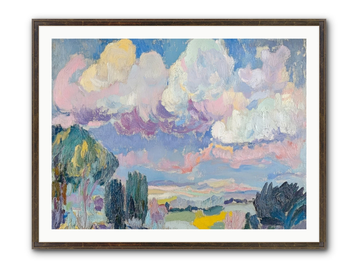 Painted Provence Evening Framed Print - Slimwoods Black/Gold 40x30