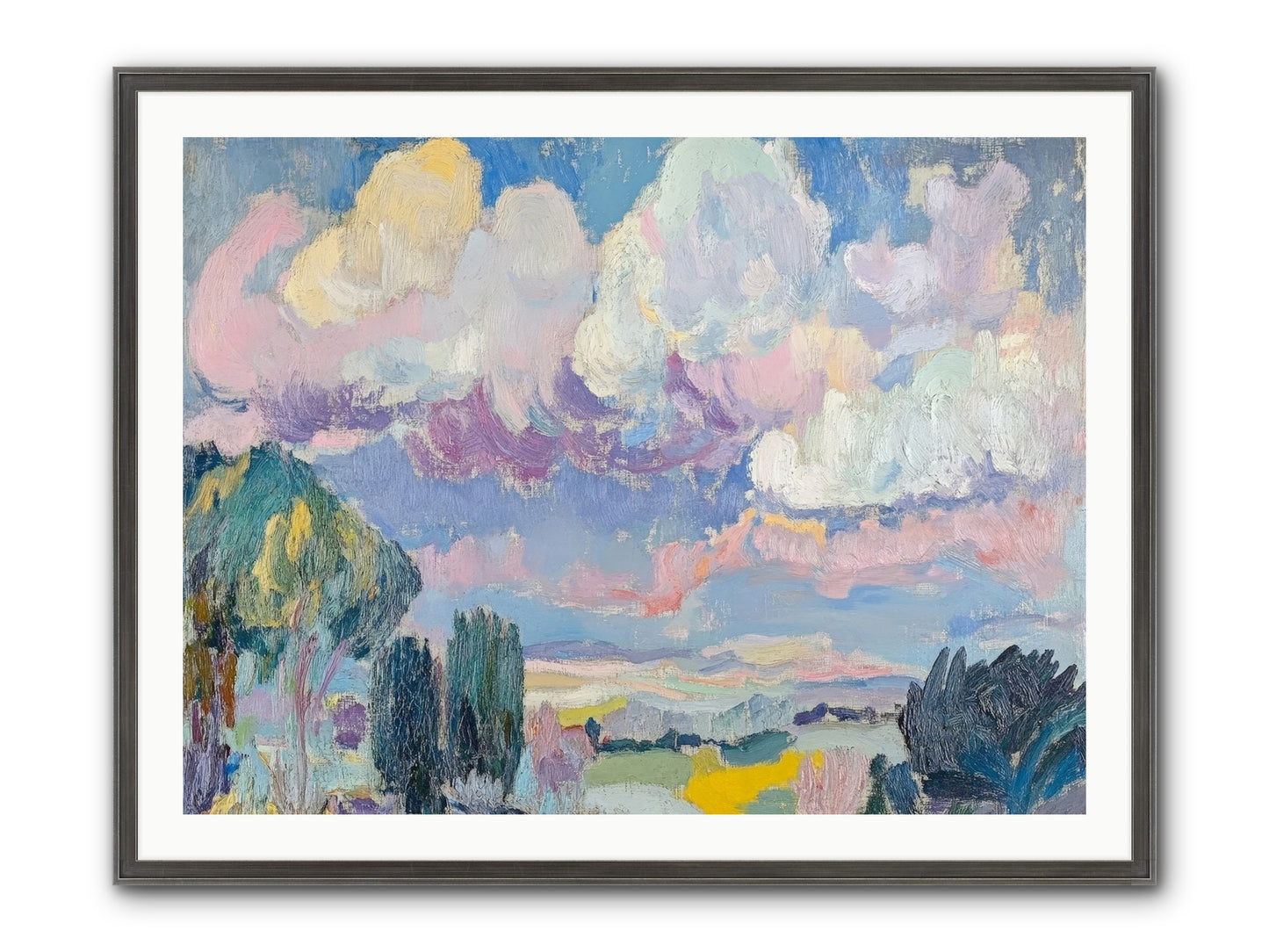 Painted Provence Evening Framed Print - Slimwoods Black/Silver 40x30