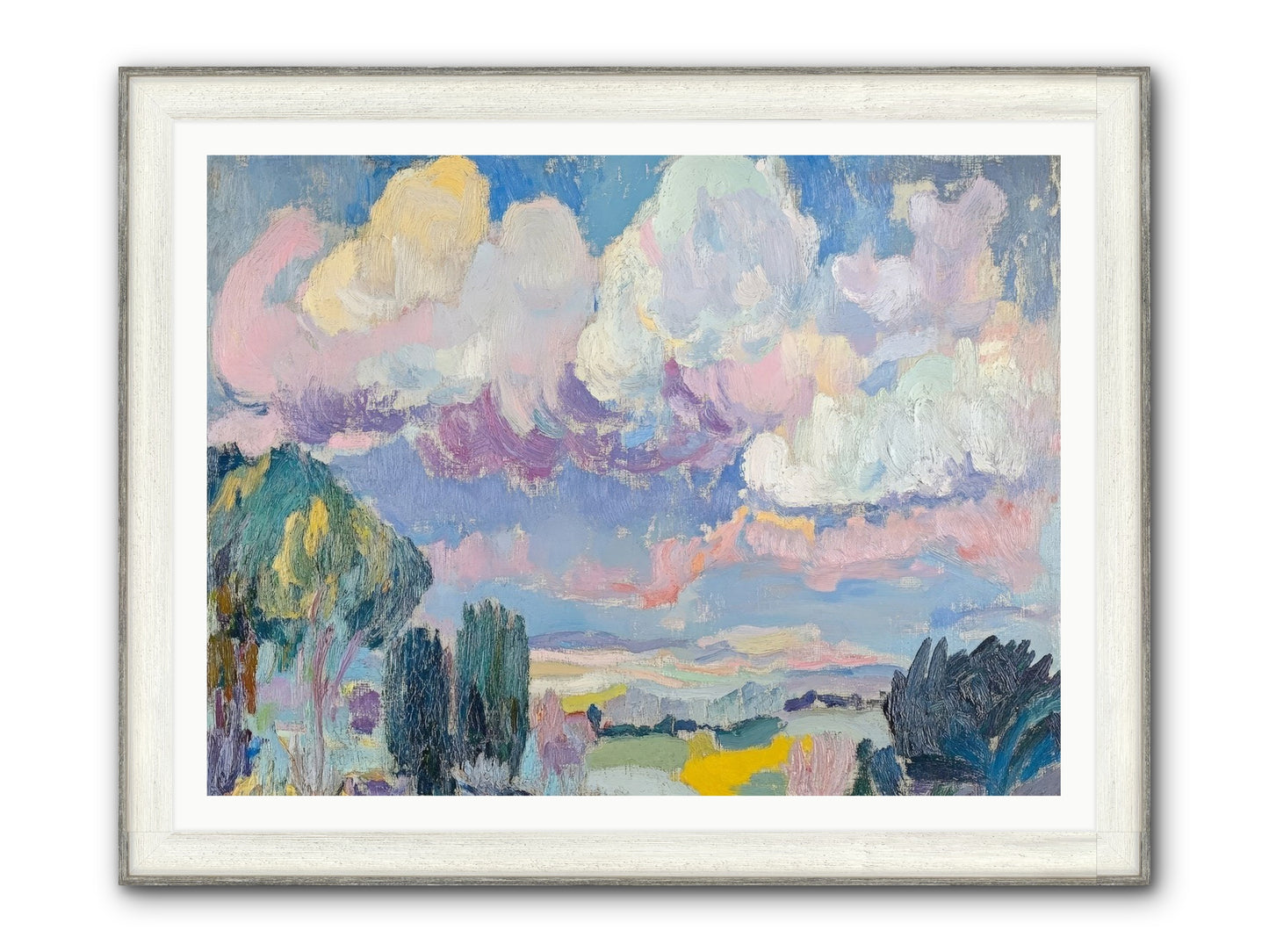 Painted Provence Evening Framed Print - Driftwood White 48x36