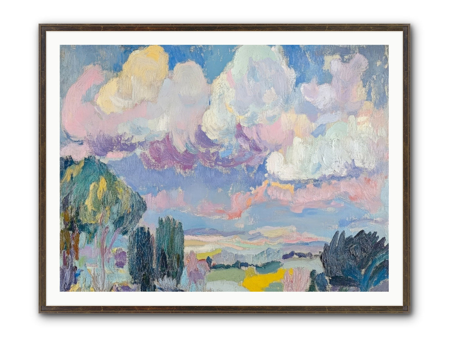 Painted Provence Evening Framed Print - Slimwoods Black/Gold 48x36