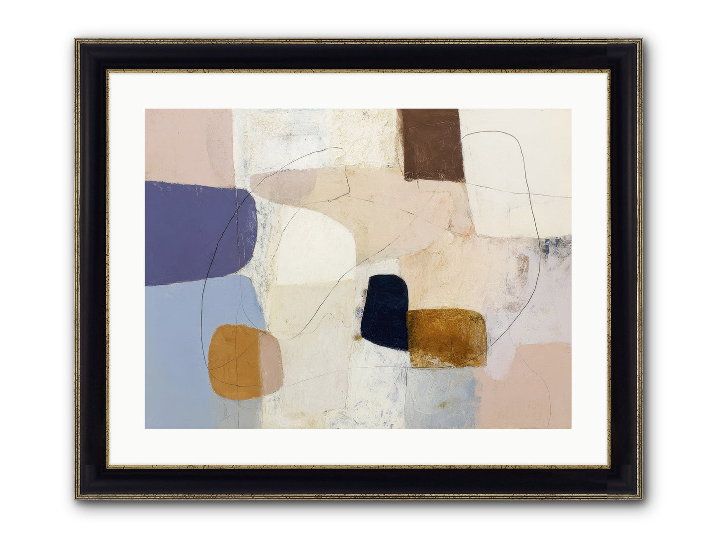 Painted Silence Framed Print - Black & Gold 24x18