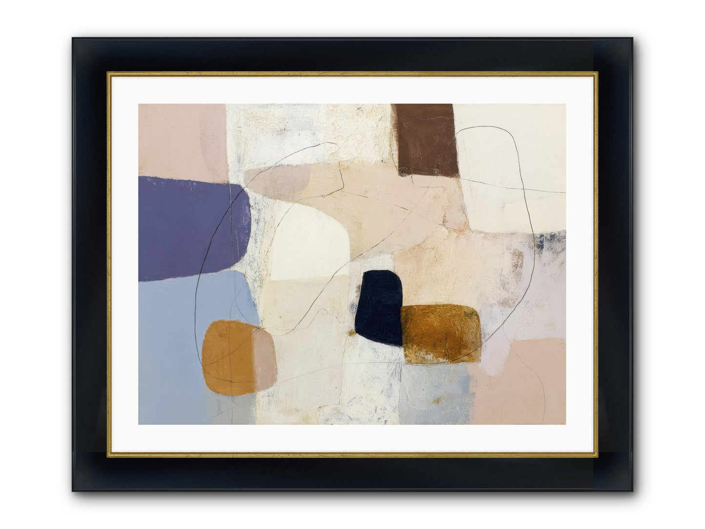 Painted Silence Framed Print - Wide Black w/Gold 32x24