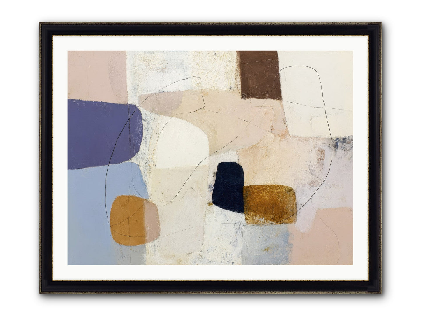 Painted Silence Framed Print - Black & Gold 40x30