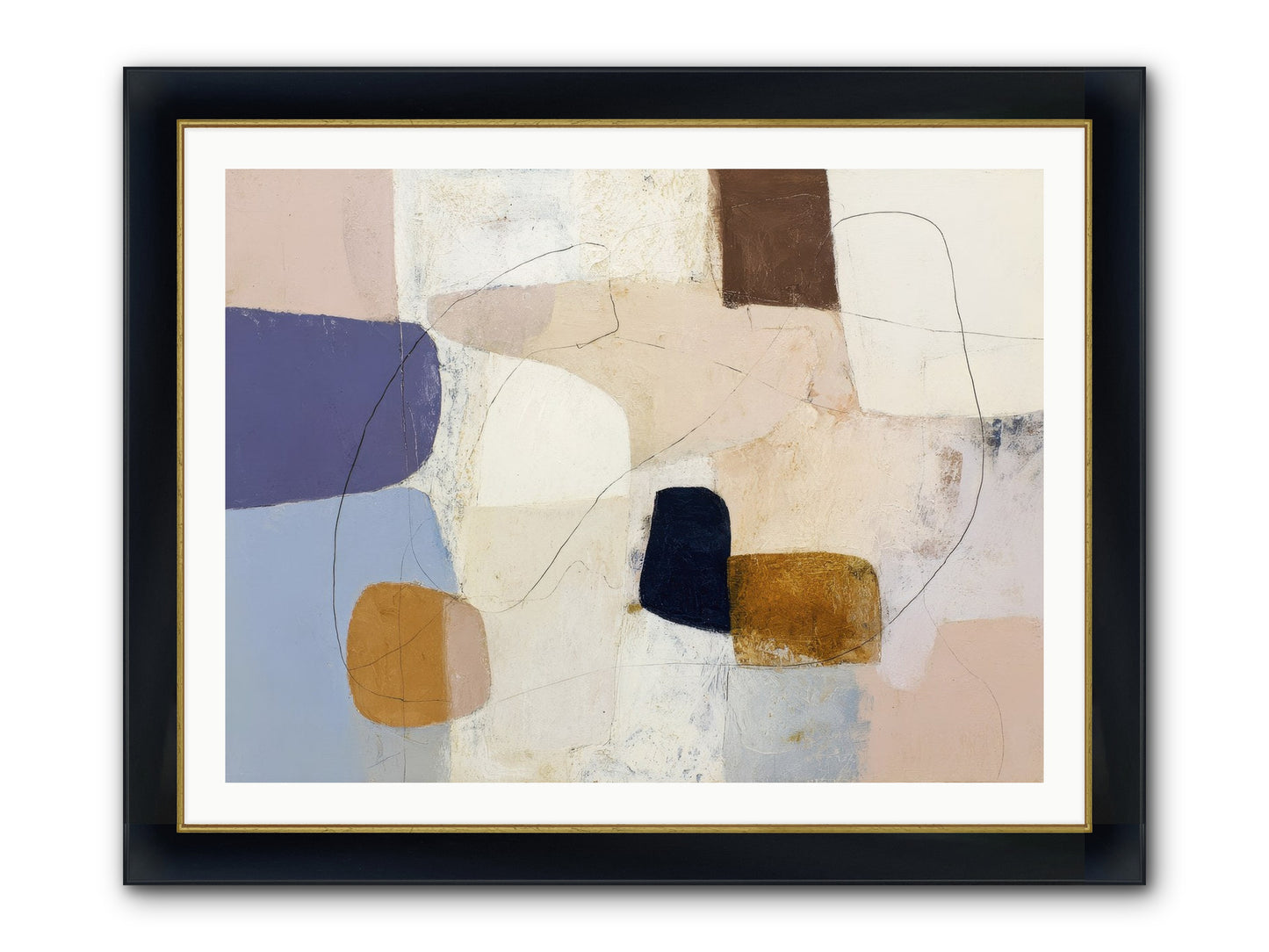 Painted Silence Framed Print - Wide Black w/Gold 40x30