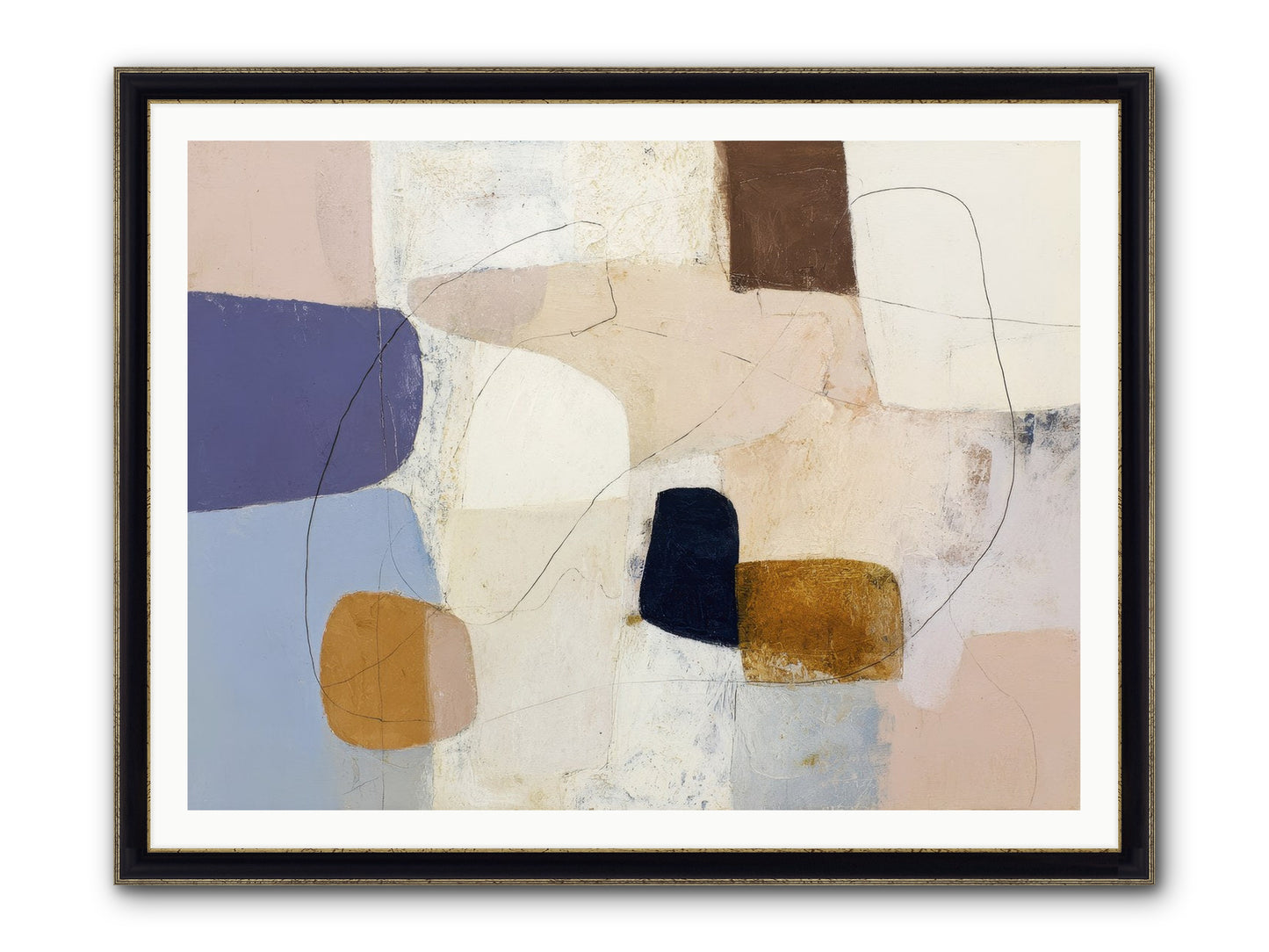 Painted Silence Framed Print - Black & Gold 48x36