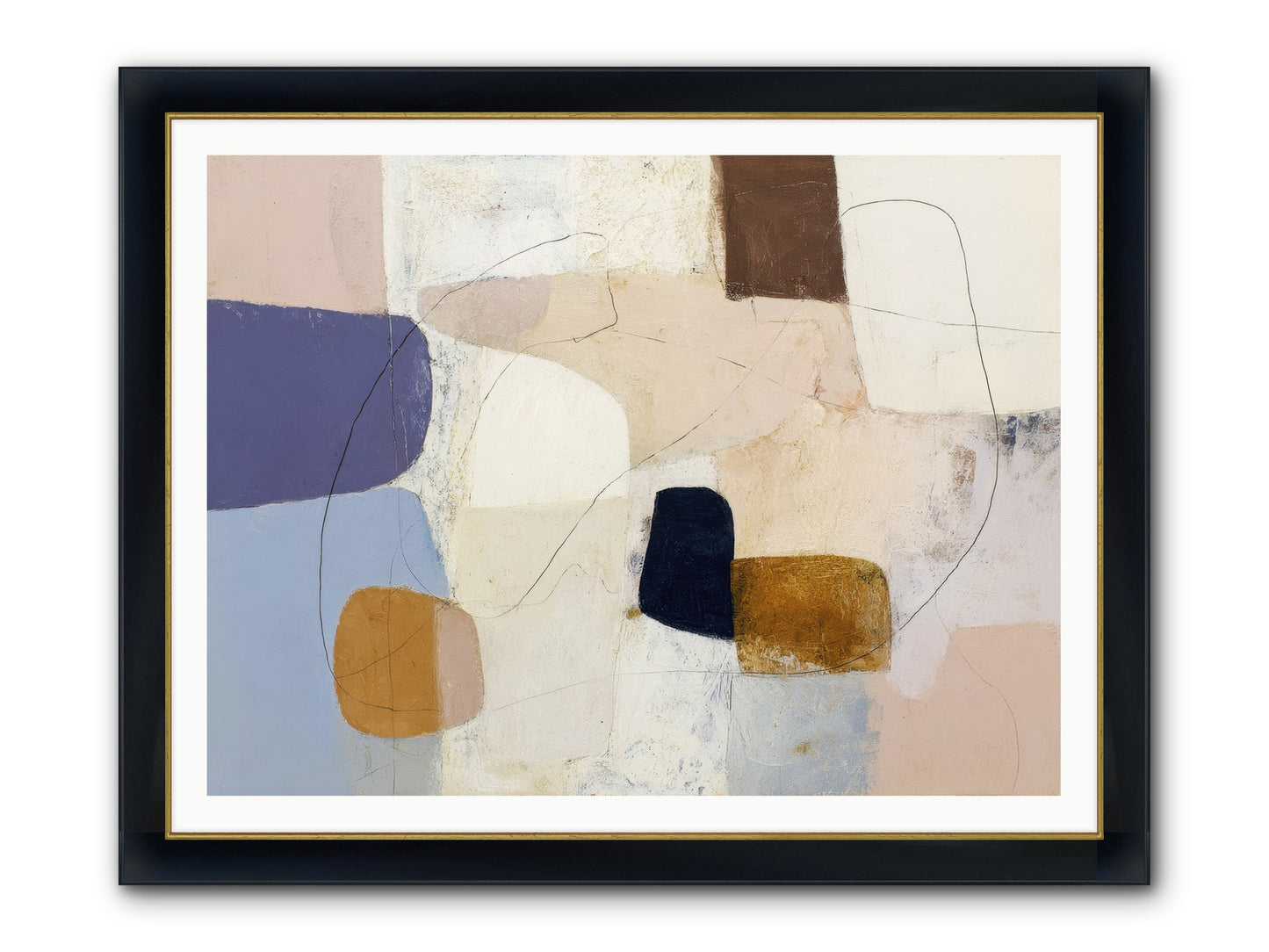Painted Silence Framed Print - Wide Black w/Gold 48x36