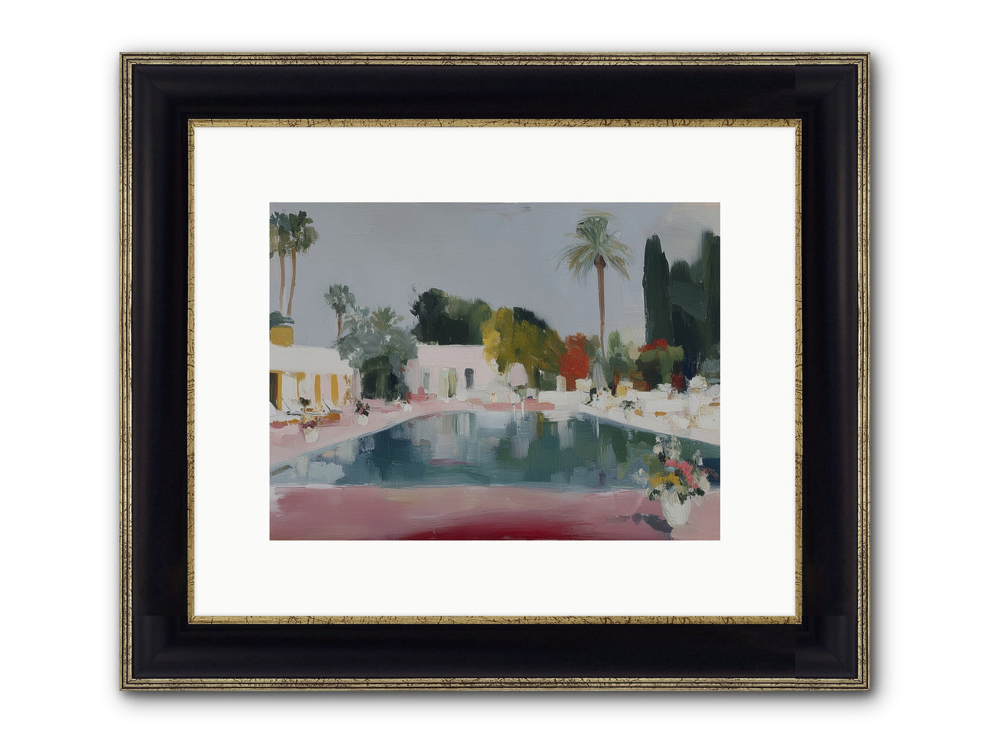 Panoramic Paradise Framed Print - Black & Gold 12x9