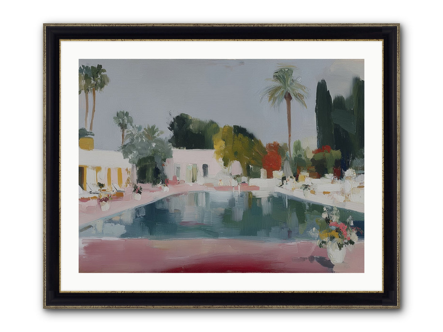 Panoramic Paradise Framed Print - Black & Gold 32x24