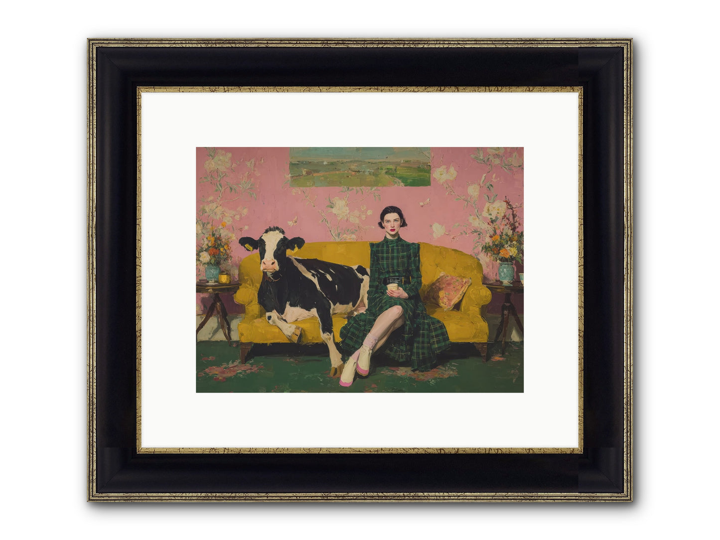 Paper Moon & Manor Framed Print - Black & Gold 12x9