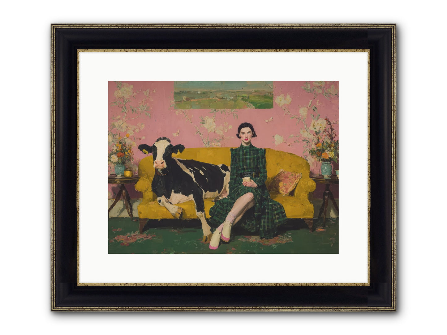 Paper Moon & Manor Framed Print - Black & Gold 16x12