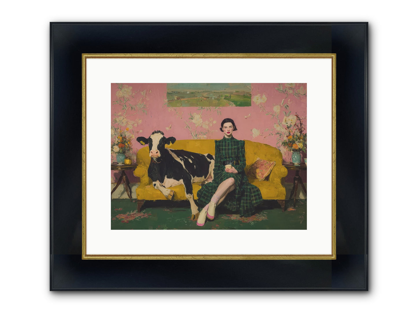 Paper Moon & Manor Framed Print - Wide Black w/Gold 16x12