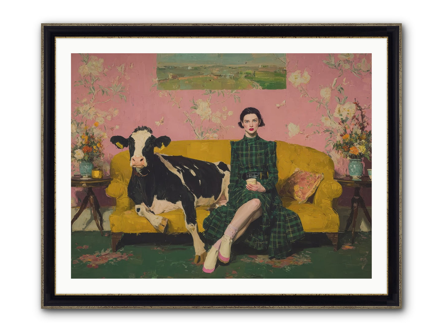 Paper Moon & Manor Framed Print - Black & Gold 40x30