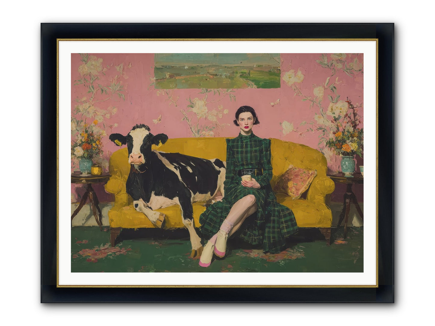 Paper Moon & Manor Framed Print - Wide Black w/Gold 48x36