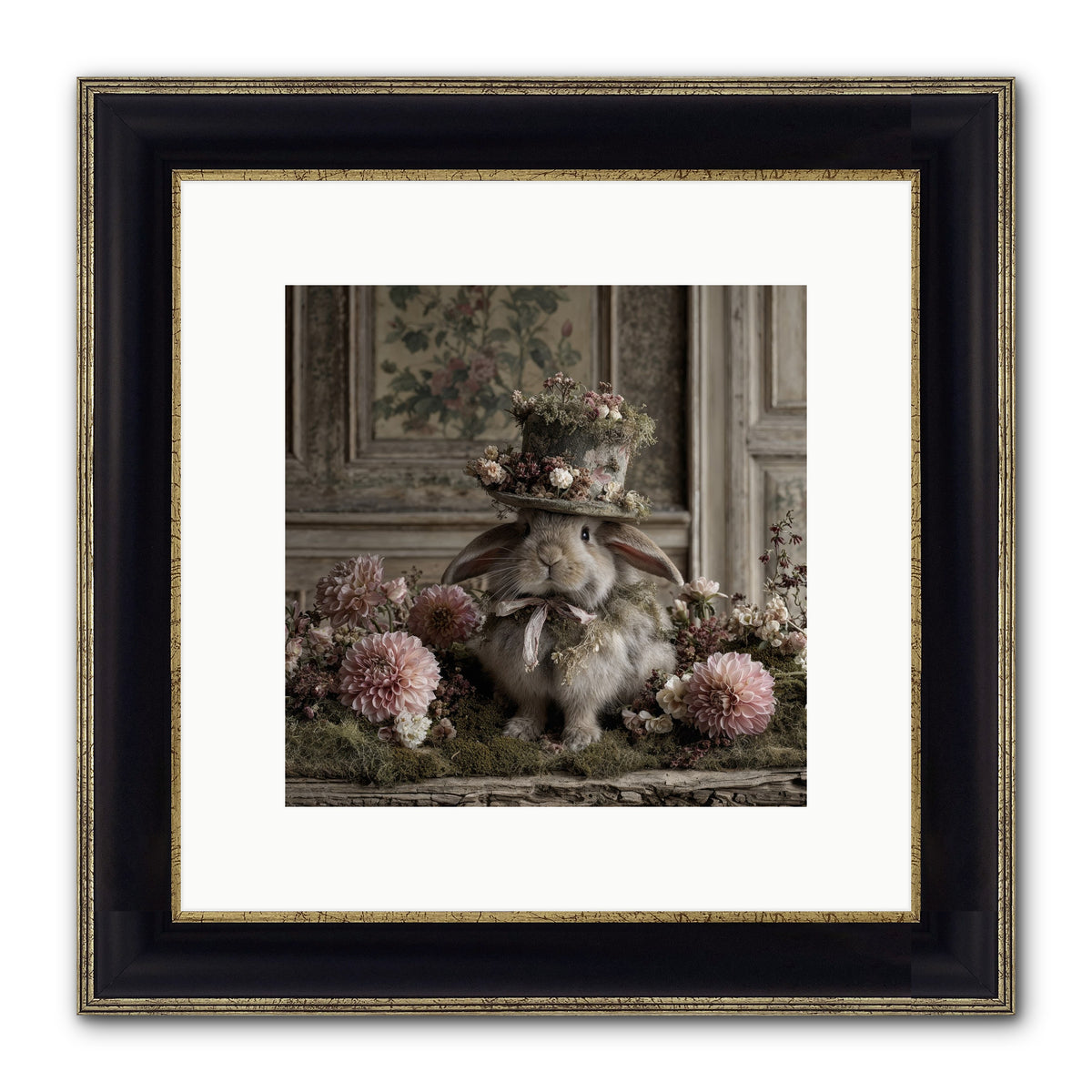 Paper Moons Framed Print - Black & Gold 10x10