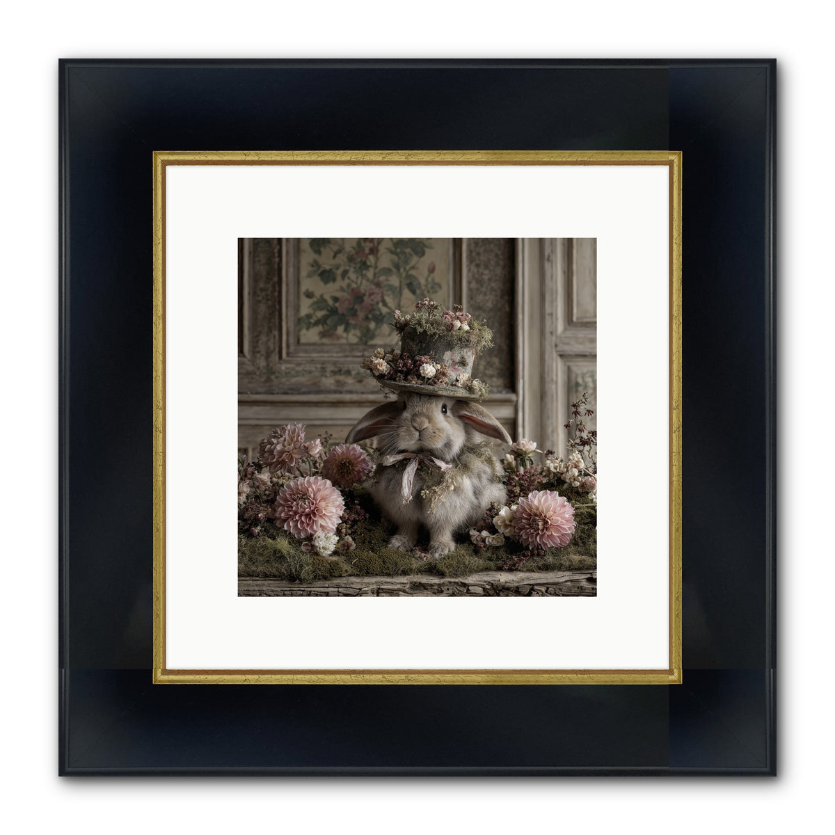 Paper Moons Framed Print - Wide Black w/Gold 10x10