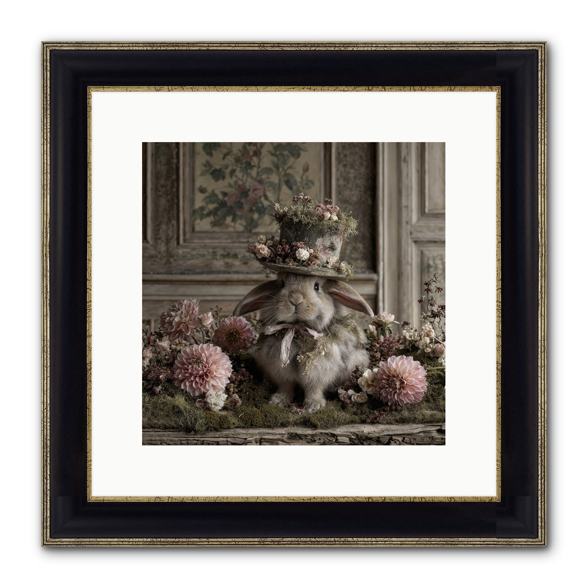 Paper Moons Framed Print - Black & Gold 12x12