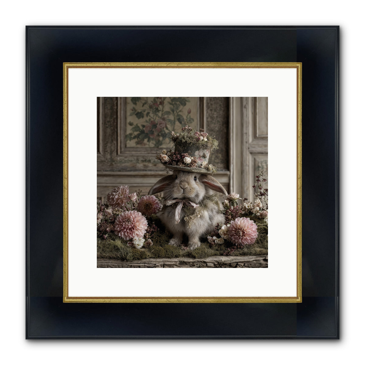 Paper Moons Framed Print - Wide Black w/Gold 12x12
