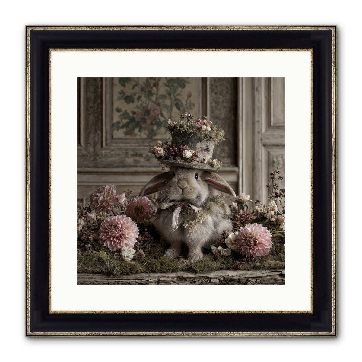 Paper Moons Framed Print - Black & Gold 16x16