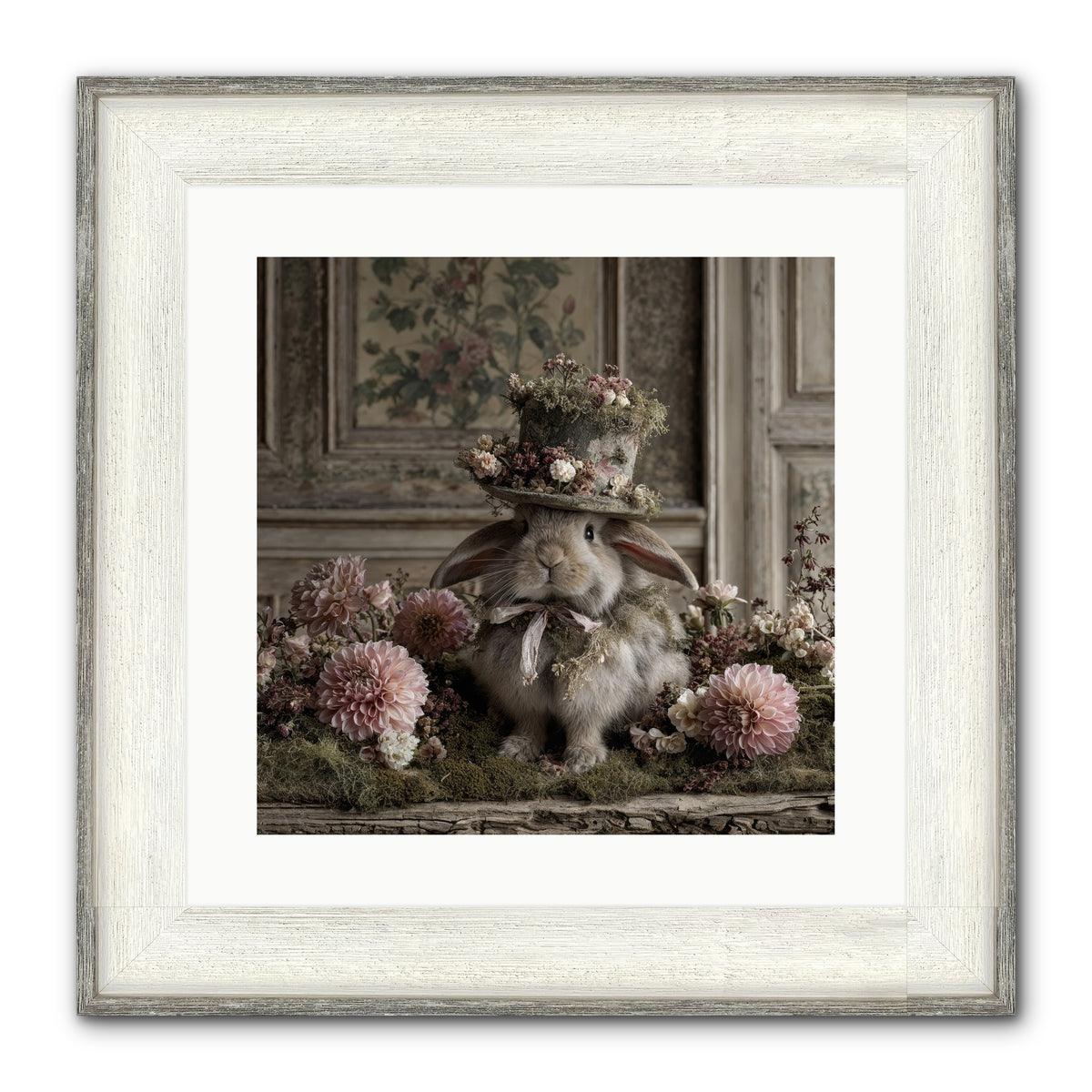 Paper Moons Framed Print - Driftwood White 16x16