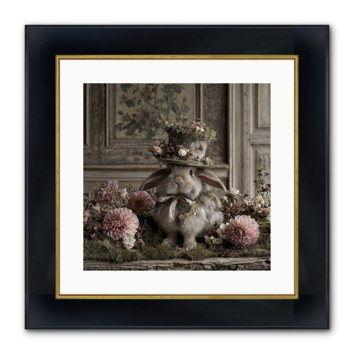 Paper Moons Framed Print - Wide Black w/Gold 16x16