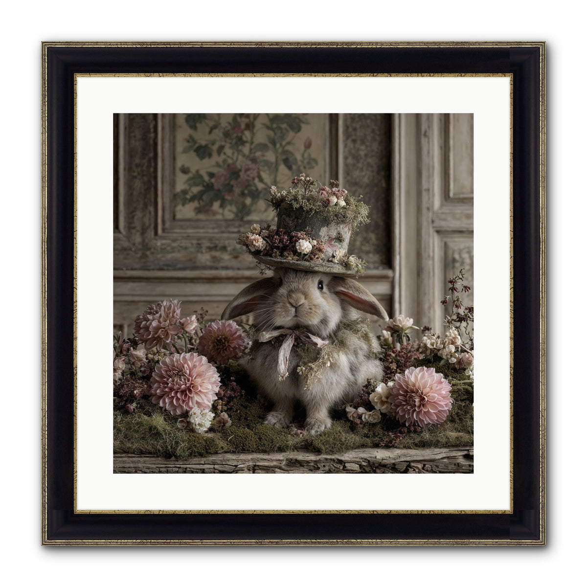Paper Moons Framed Print - Black & Gold 20x20