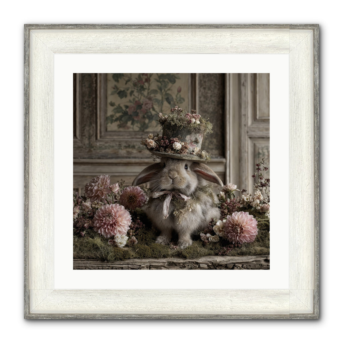 Paper Moons Framed Print - Driftwood White 20x20